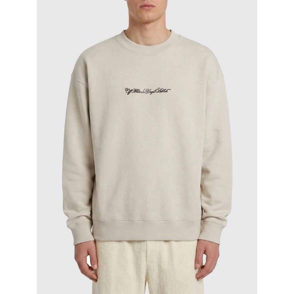 Off-White Men Off-White Cotton Crewneck Sweatshirt
